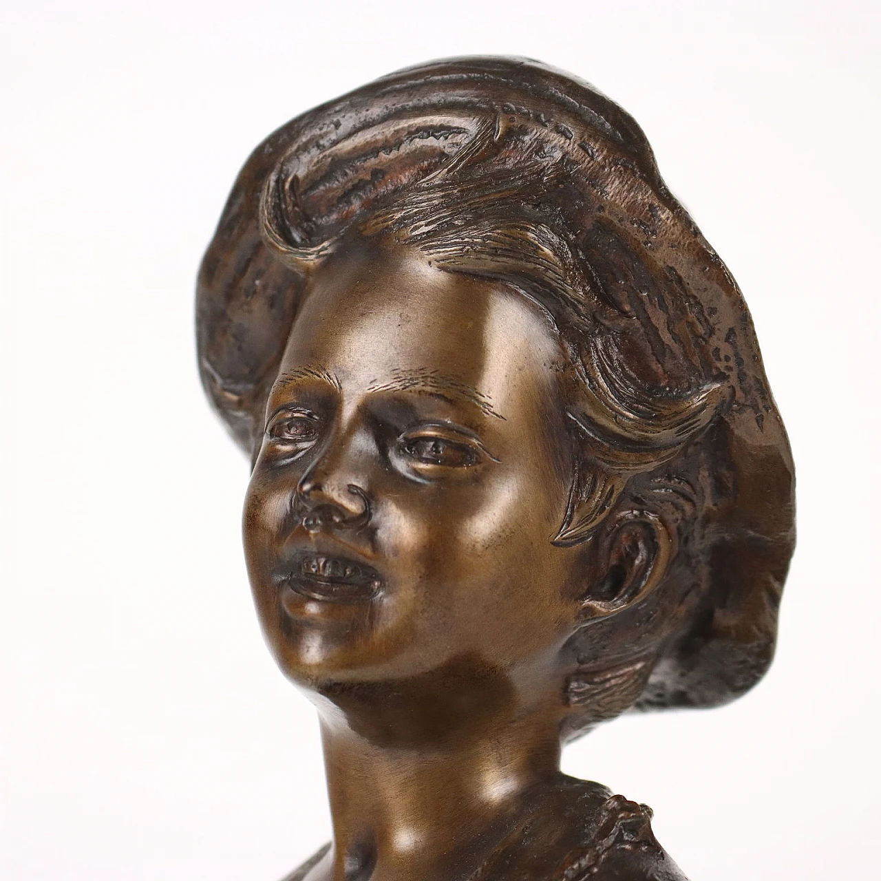 Giovanni De Martino, scugnizzo, bronze half-bust sculpture 3