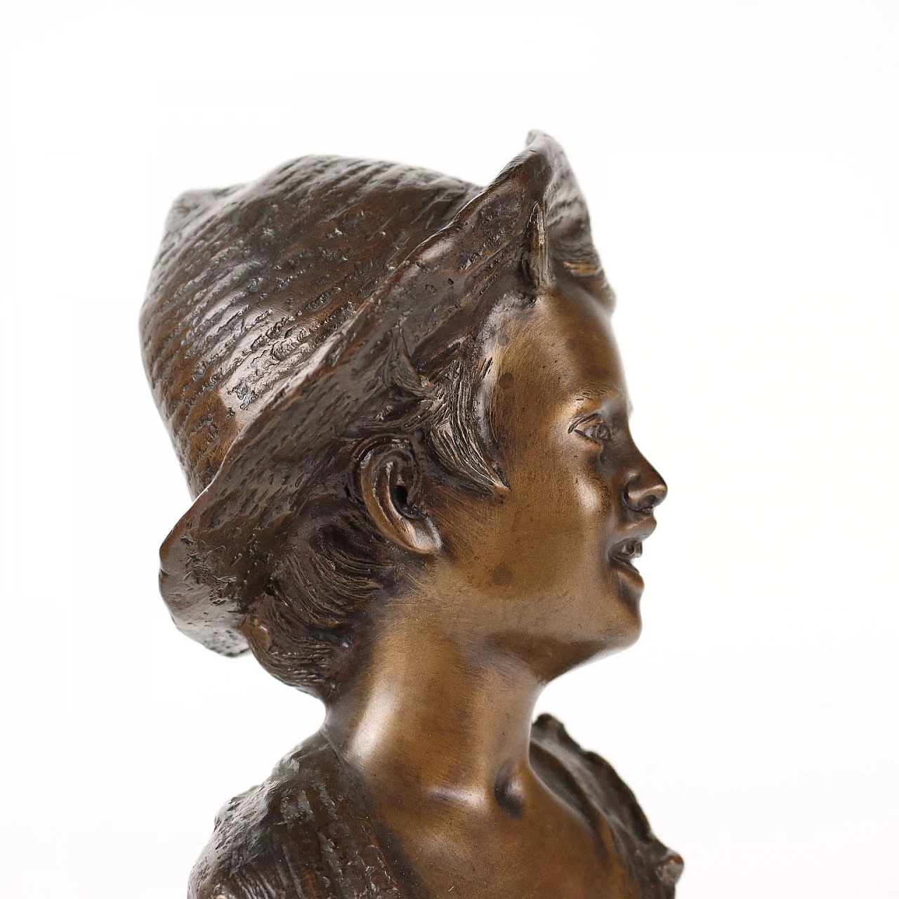 Giovanni De Martino, scugnizzo, bronze half-bust sculpture 4