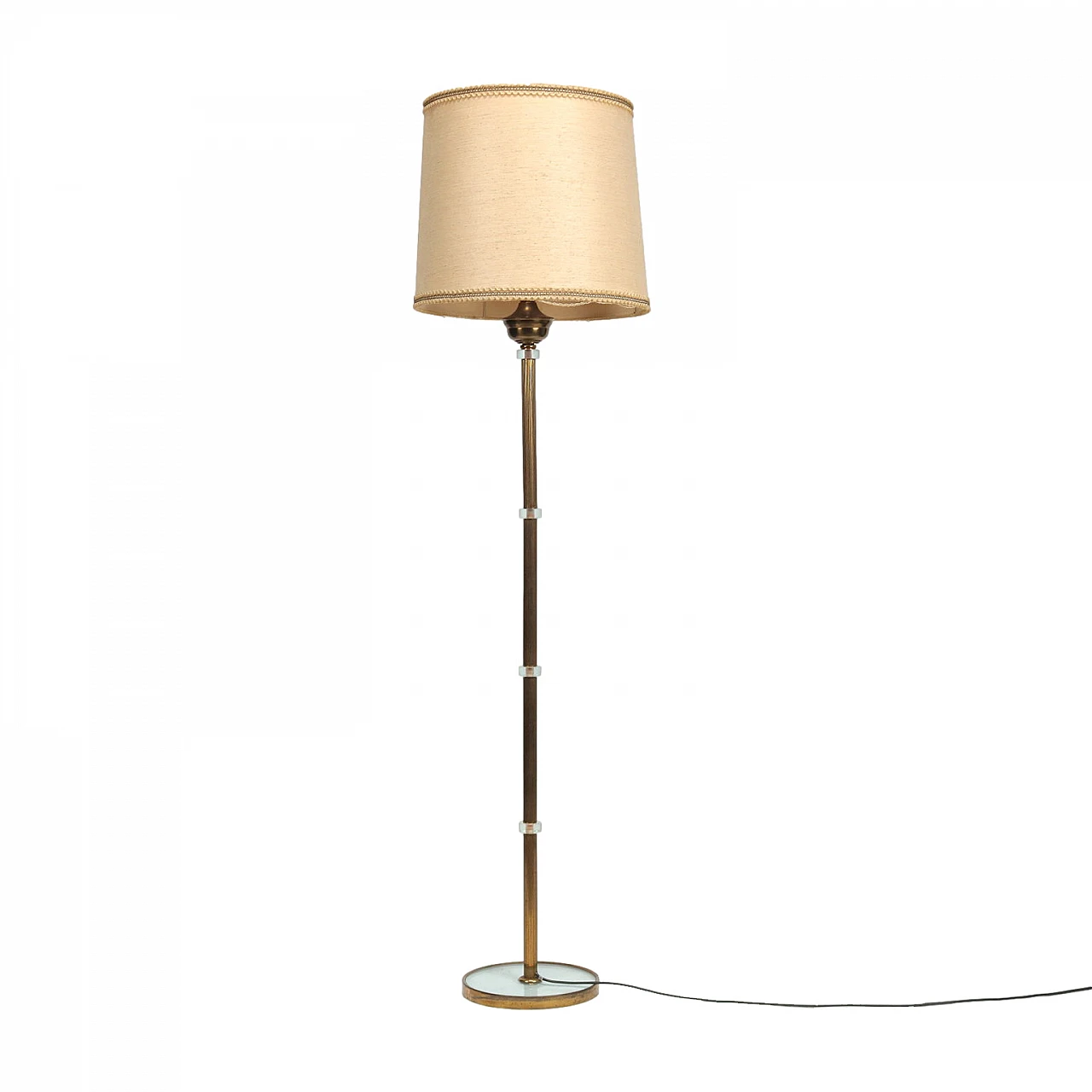 Brass and glass floor lamp, 1950s 1