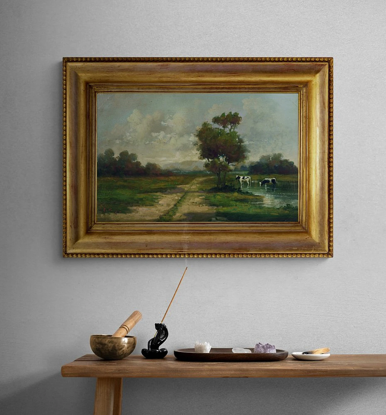 Landscape by Antonio Crespi, oil on canvas in frame, 2000s 3