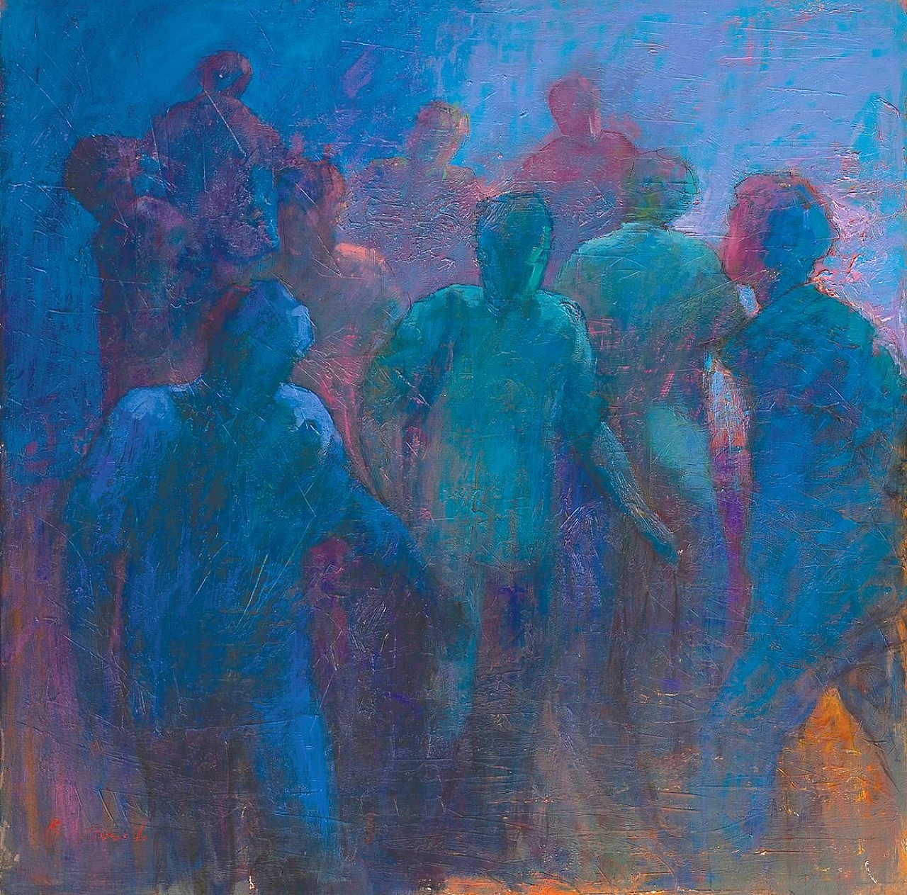 Crowd by Renato Criscuolo, oil on canvas, 2000s 1