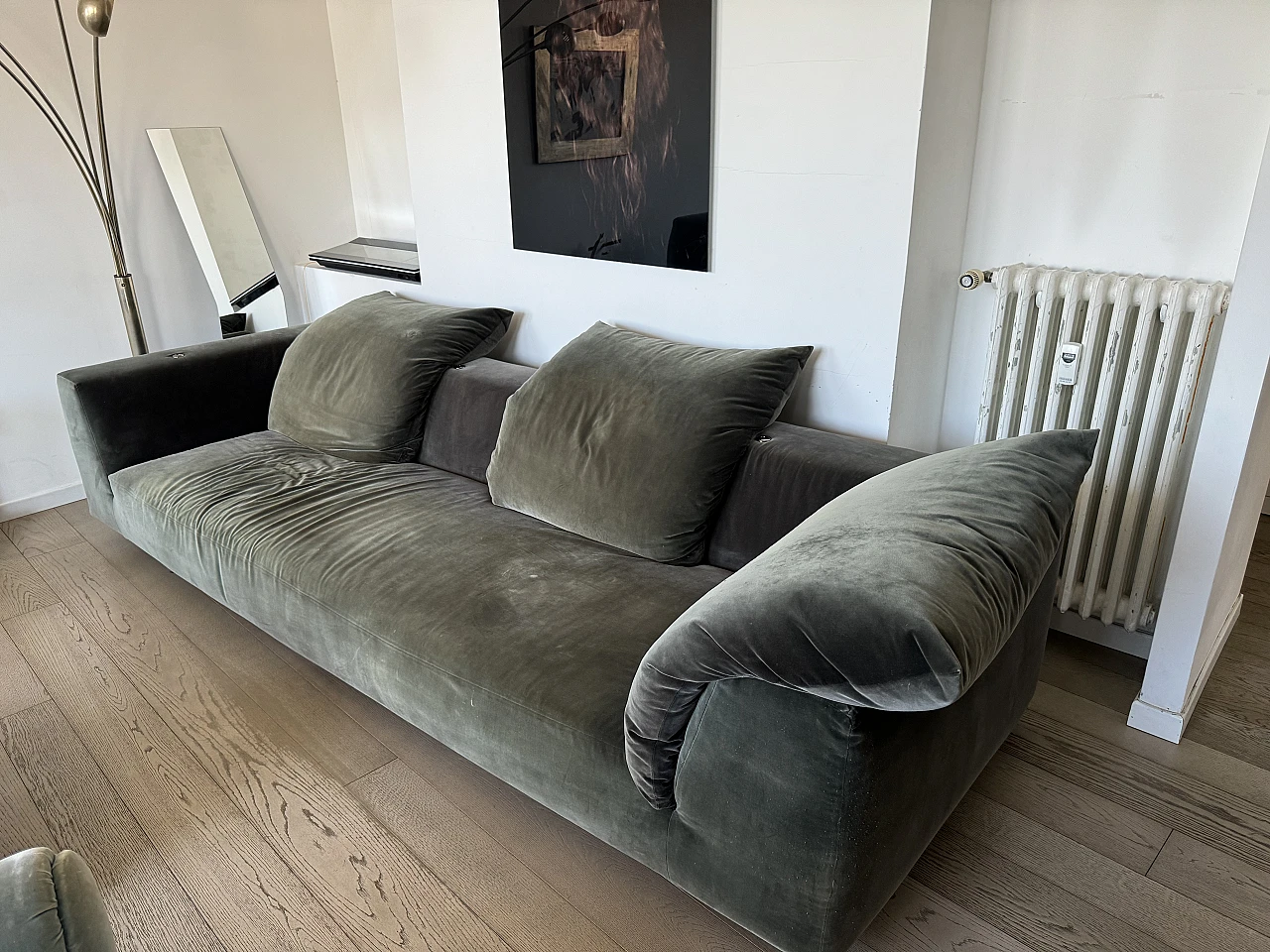 Absolu sofa by Edra in green velvet, 2000s 6