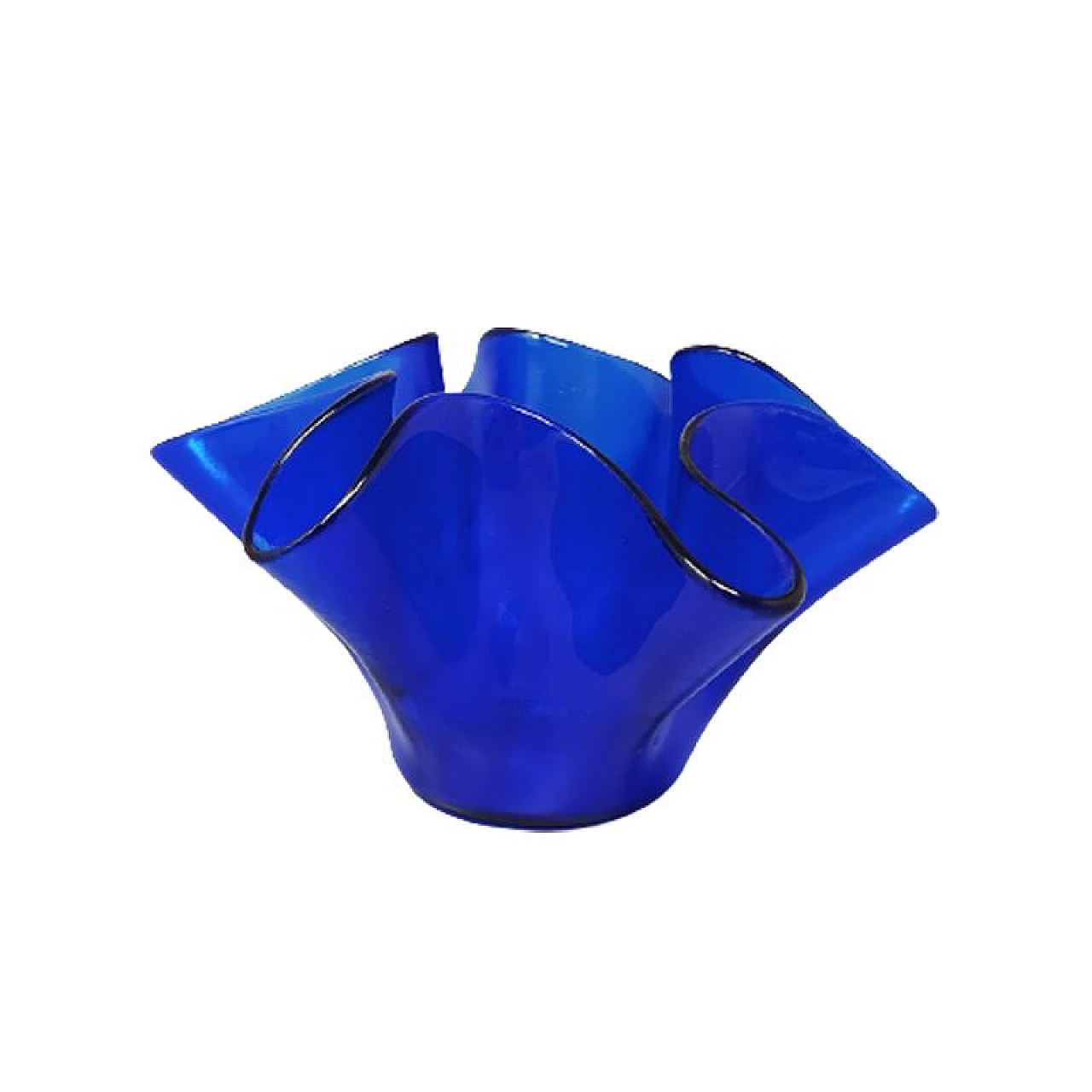 Blue Fazzoletto vase  by Dogi in Murano Glass. 1970s 1