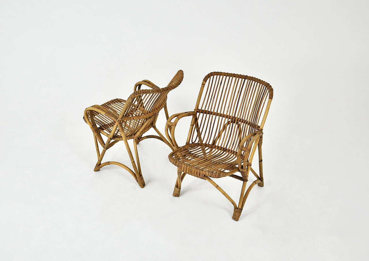 Pair of rattan armchairs, 1960s 2