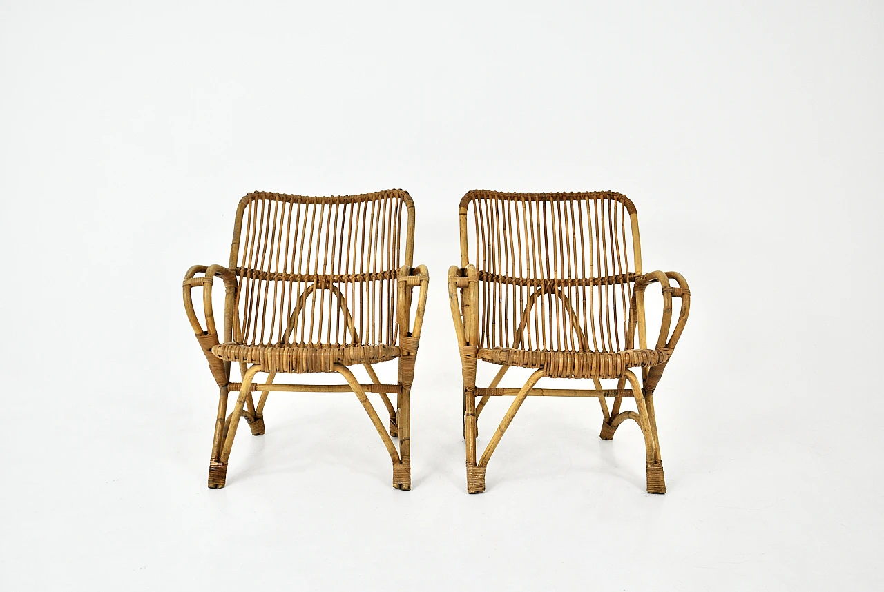 Pair of rattan armchairs, 1960s 3