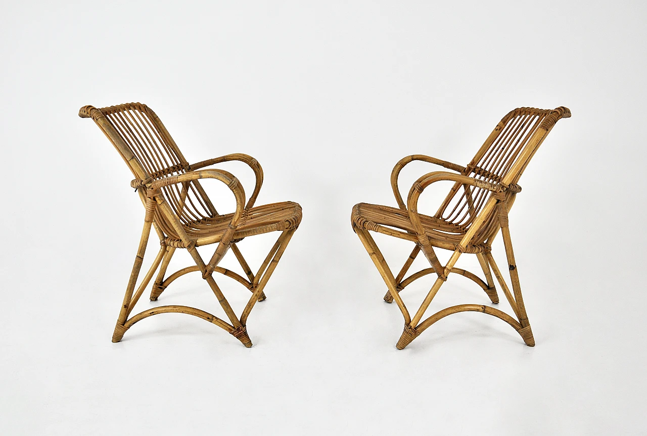 Pair of rattan armchairs, 1960s 4