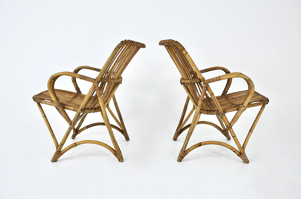 Pair of rattan armchairs, 1960s 6