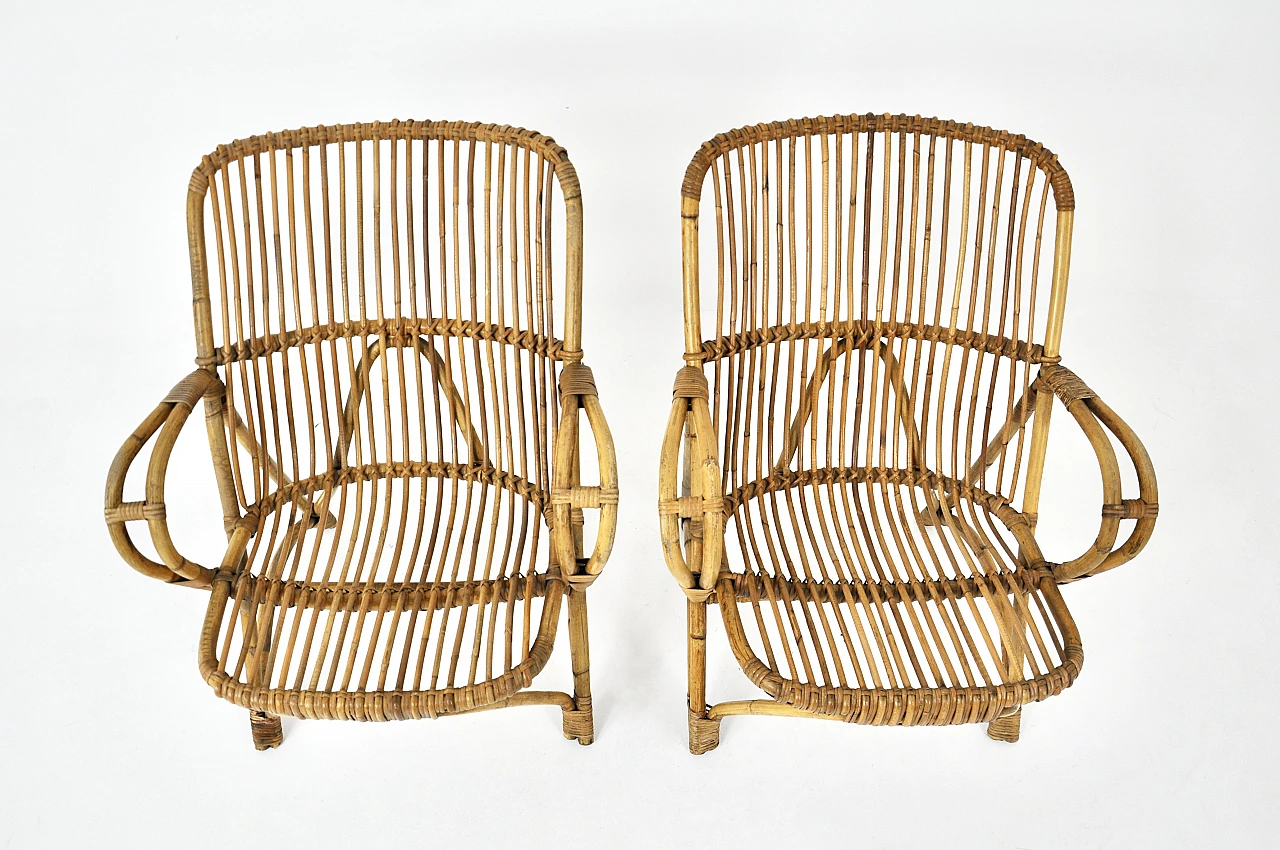 Pair of rattan armchairs, 1960s 7