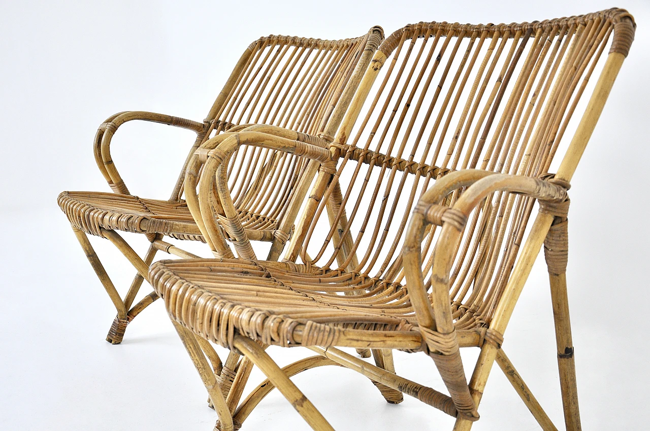 Pair of rattan armchairs, 1960s 8