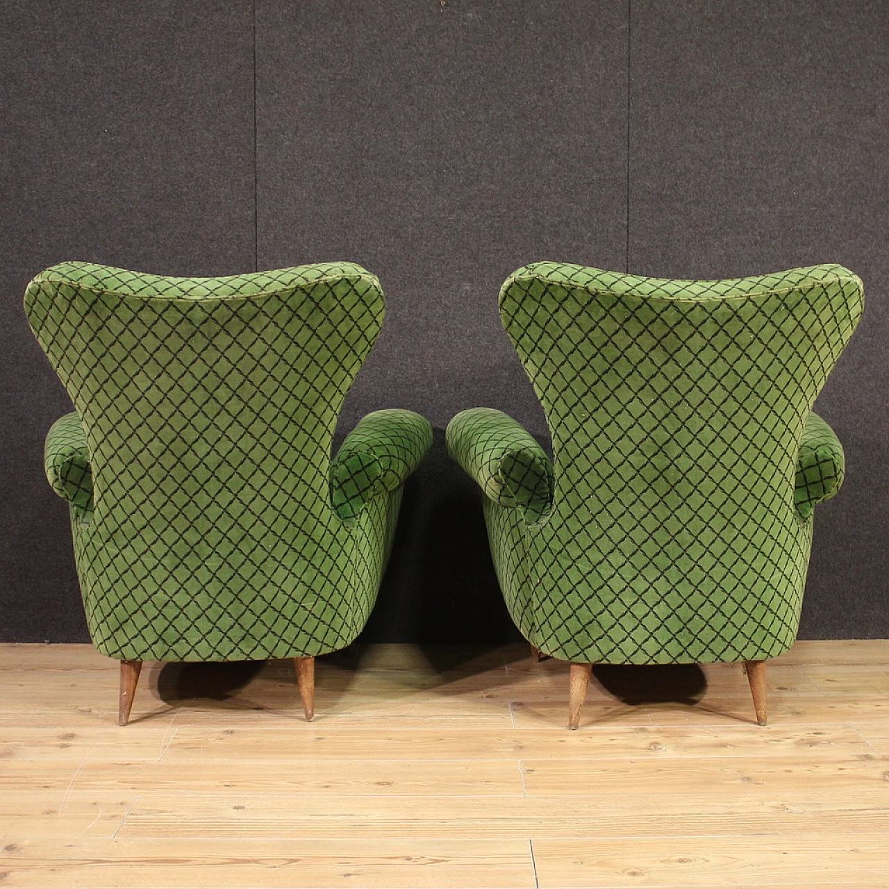 Pair of green armchairs, 60s 4