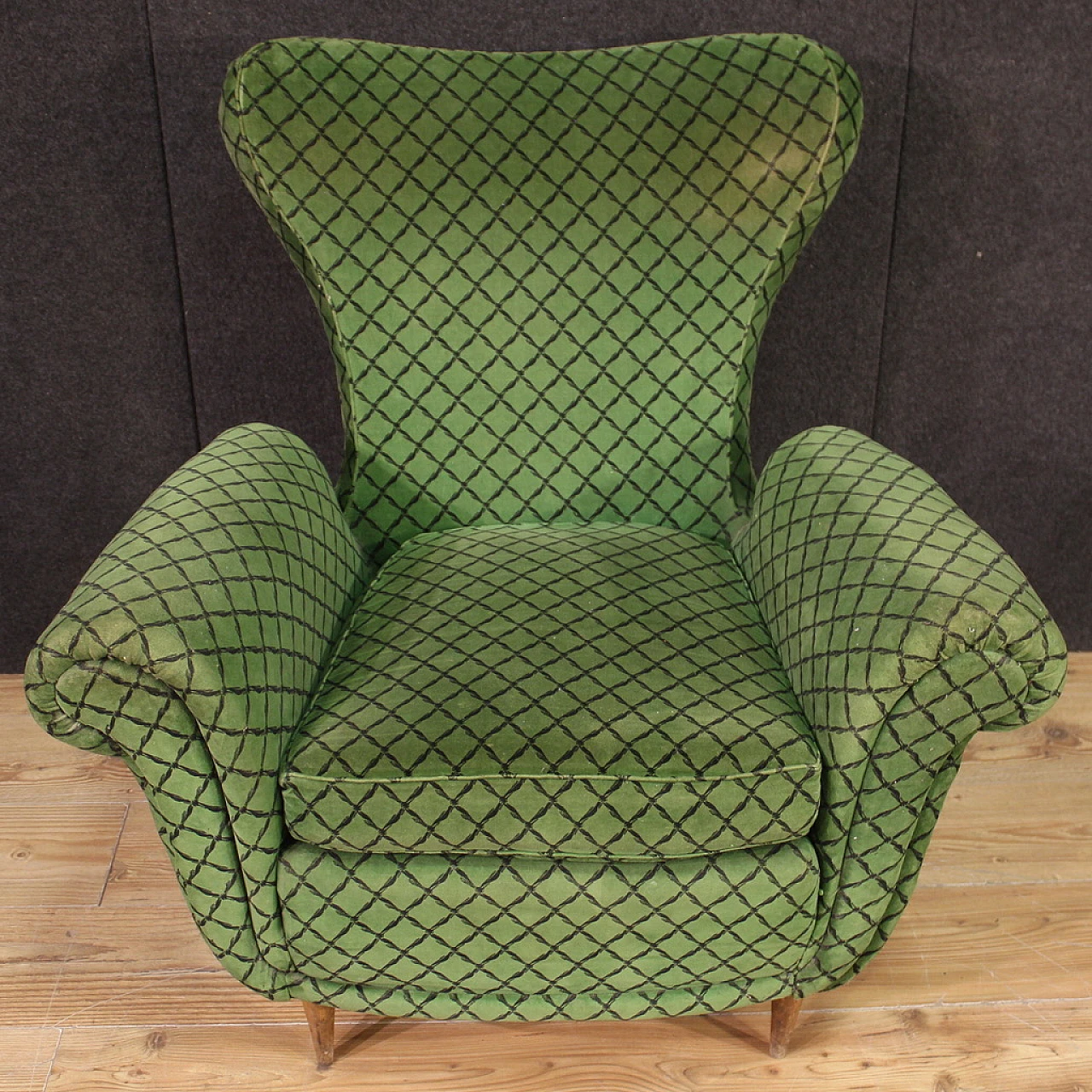 Pair of green armchairs, 60s 6