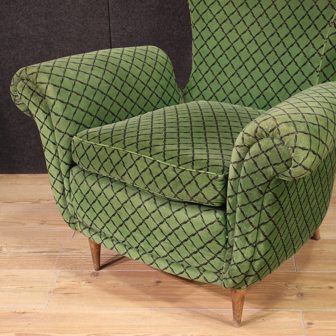 Pair of green armchairs, 60s 8