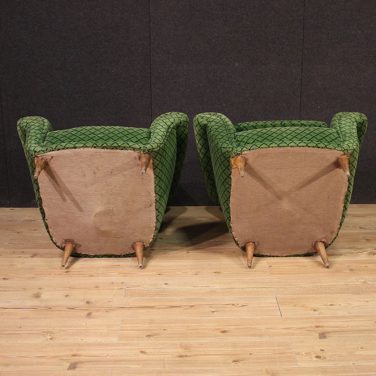 Pair of green armchairs, 60s 10