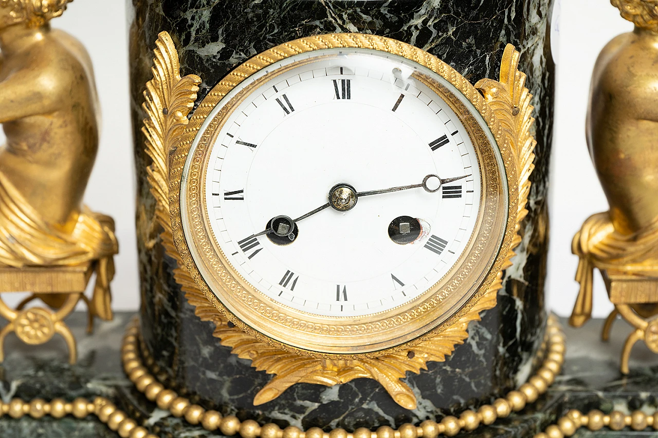 French Napoleon III clock in gilt bronze and marble, 19th century 3