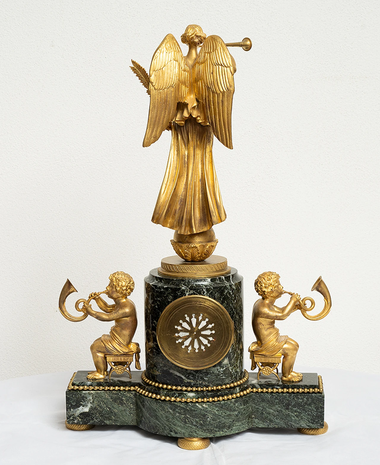 French Napoleon III clock in gilt bronze and marble, 19th century 6