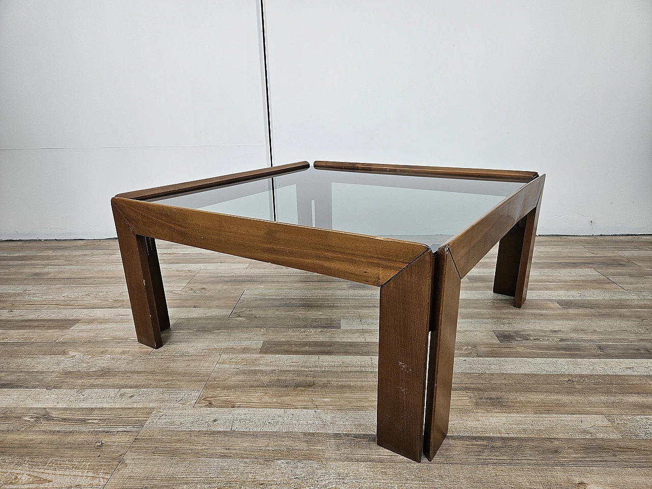 Coffee table by Afra and Tobia Scarpa for Cassina smoked glass, 60s 1