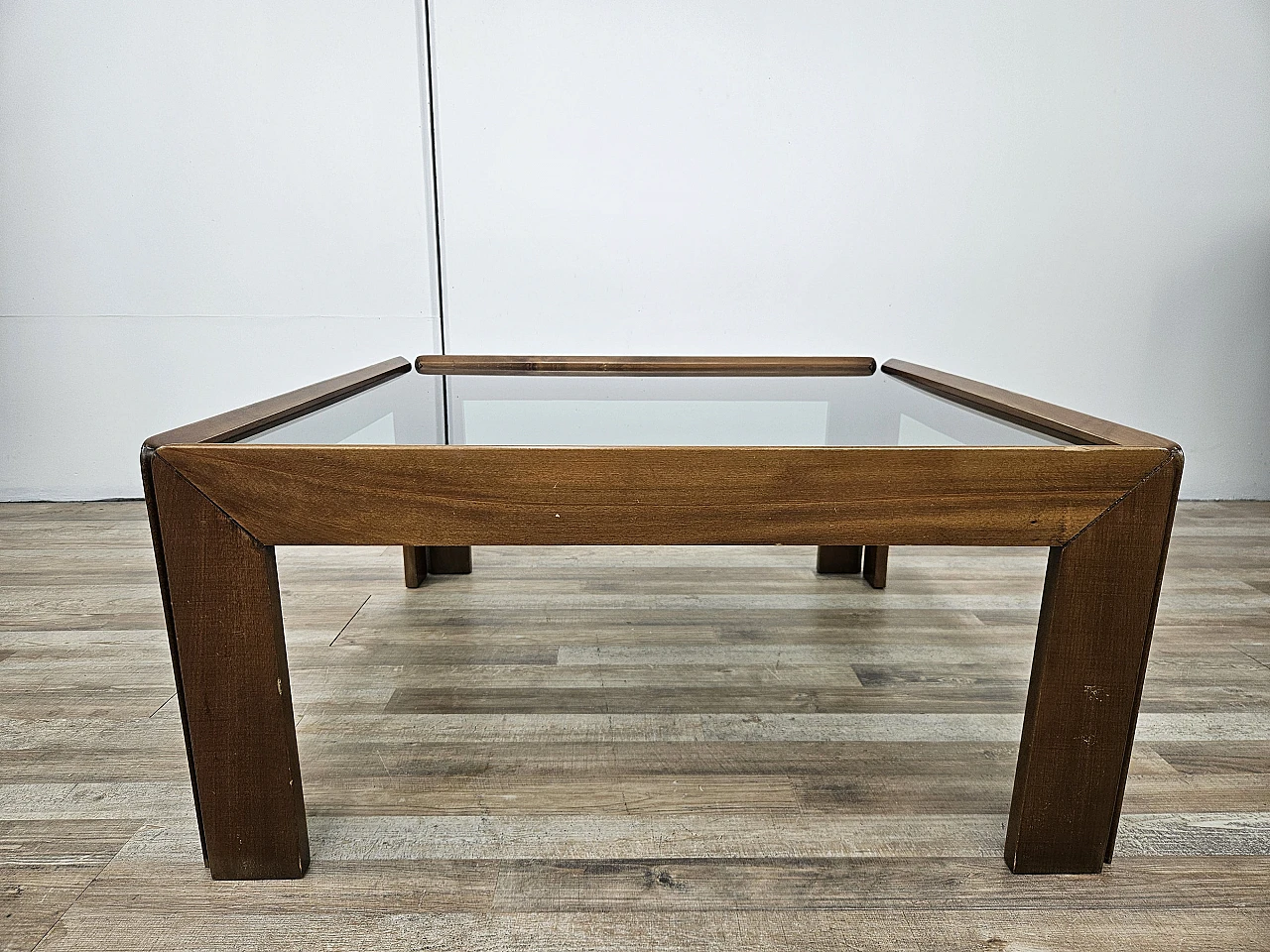 Coffee table by Afra and Tobia Scarpa for Cassina smoked glass, 60s 2