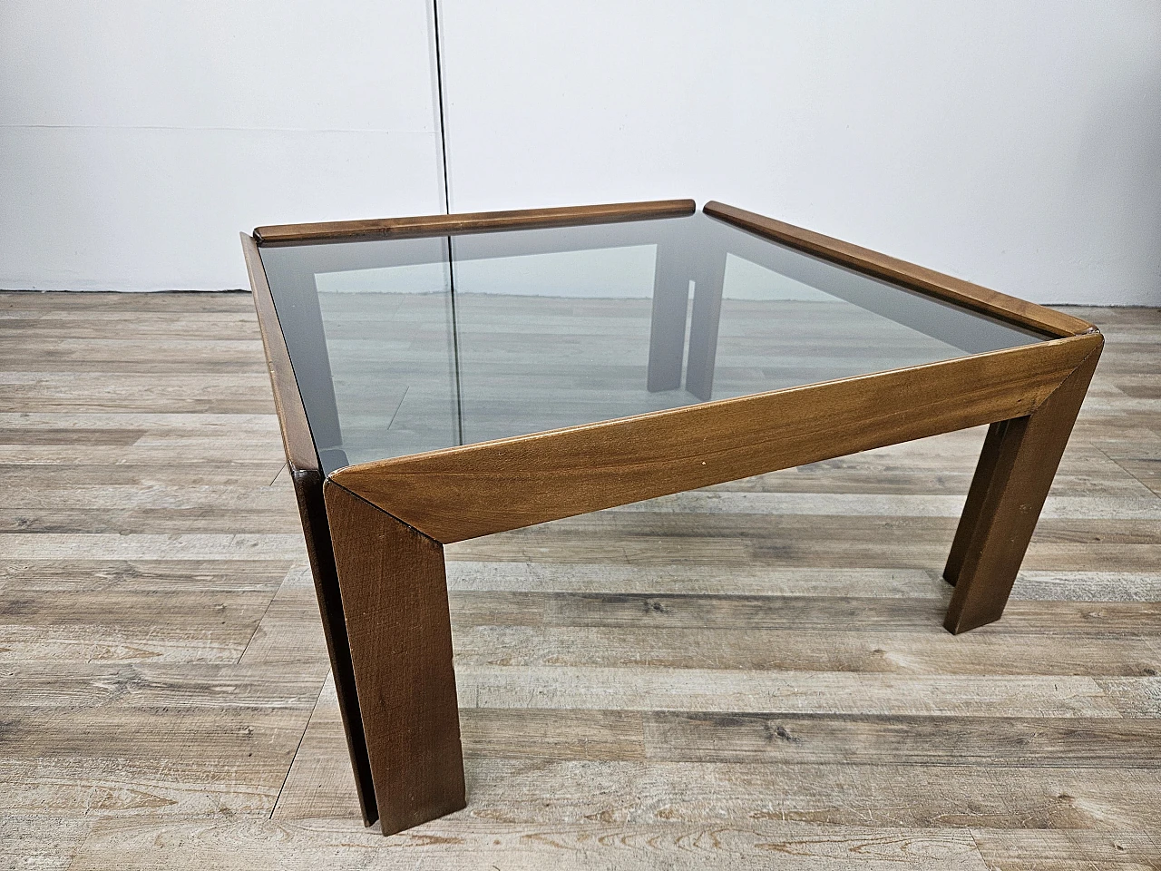 Coffee table by Afra and Tobia Scarpa for Cassina smoked glass, 60s 3