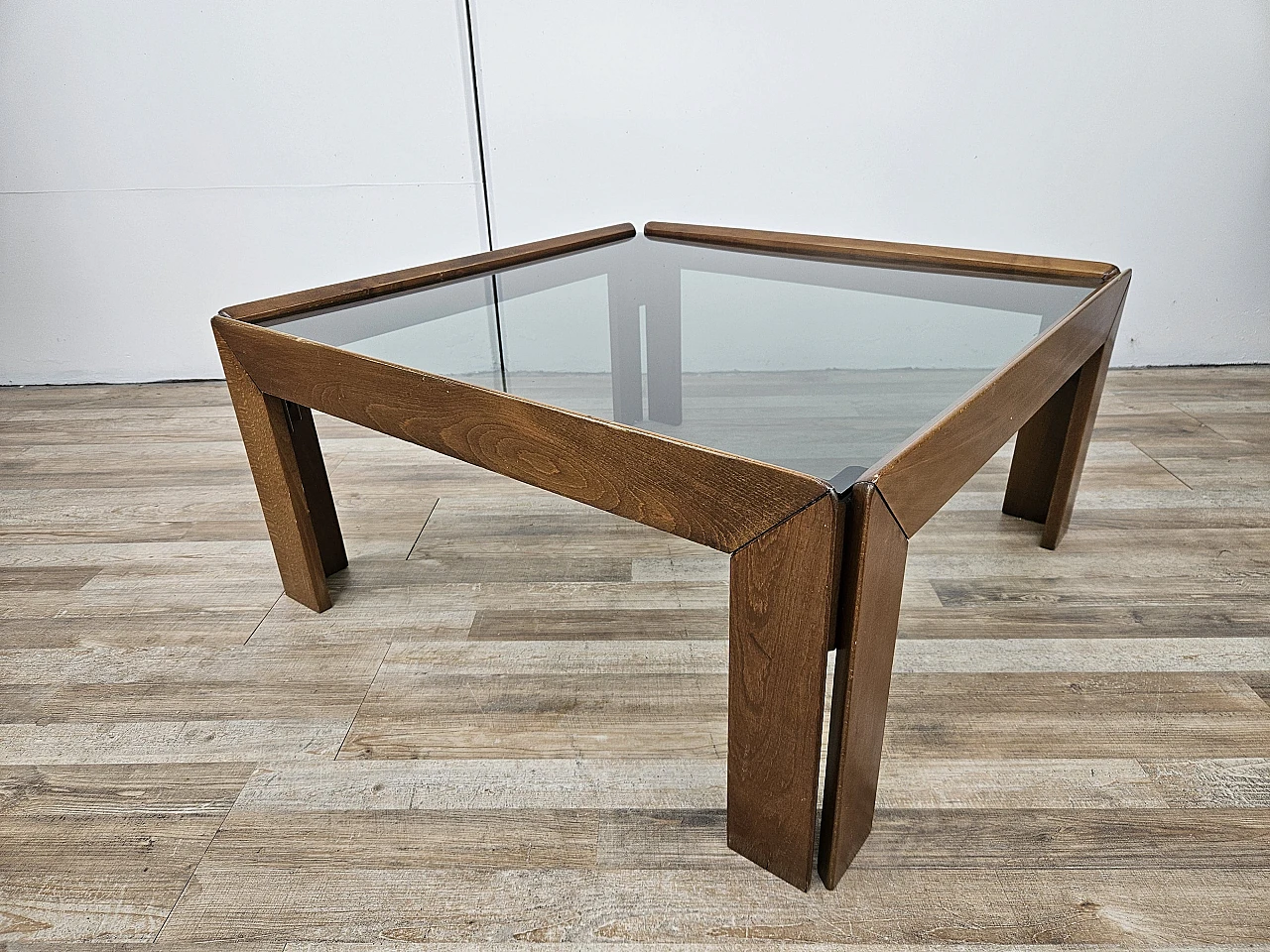 Coffee table by Afra and Tobia Scarpa for Cassina smoked glass, 60s 4