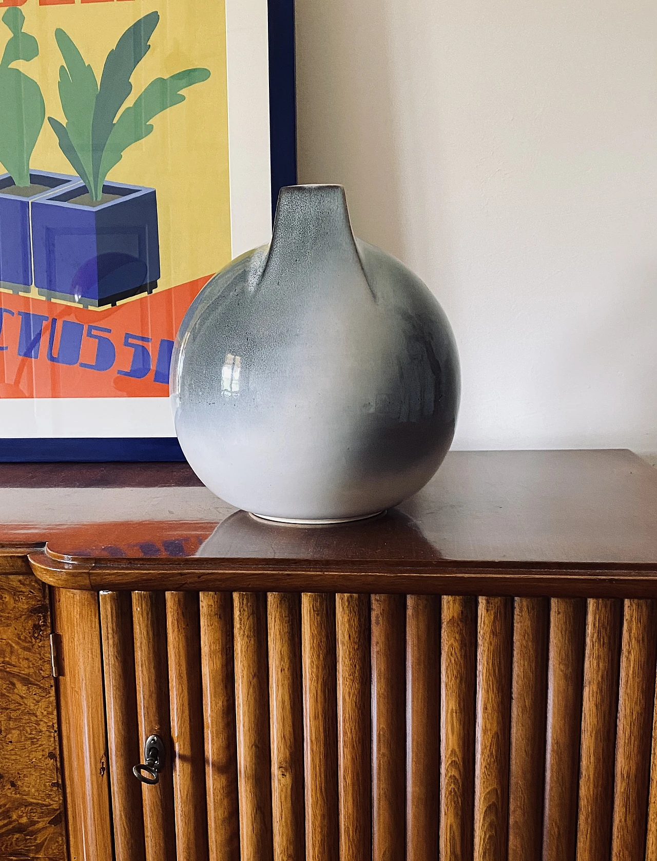 Mid-century Modern spherical gres vase, Franco Bucci Italy ca. 1970 3