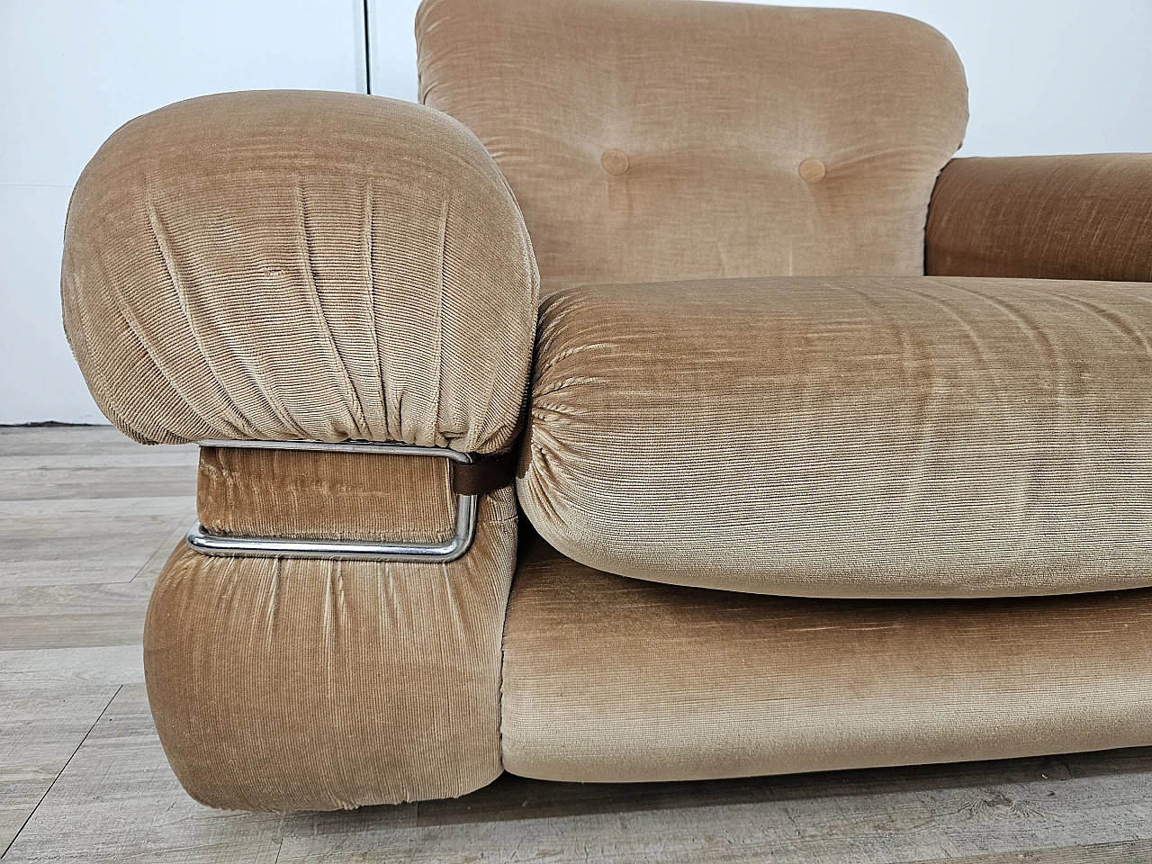 1970s fabric and tubular steel armchair 9