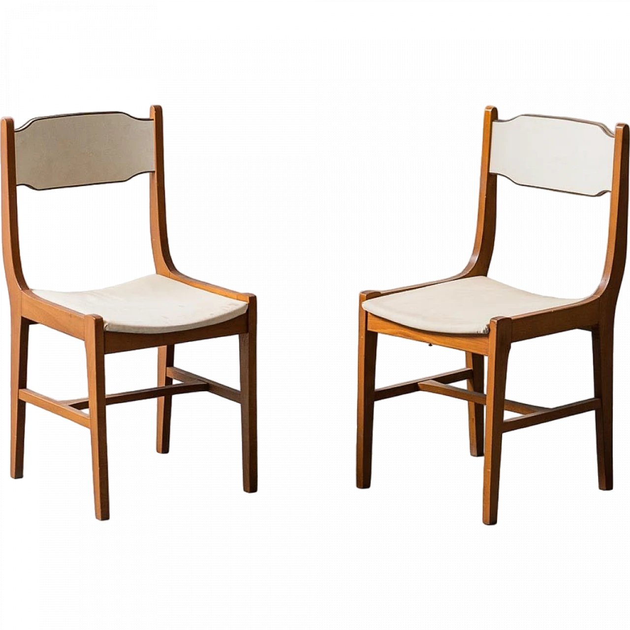 Pair of wooden and fabric chairs, 1960s 11