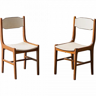 Pair of wooden and fabric chairs, 1960s