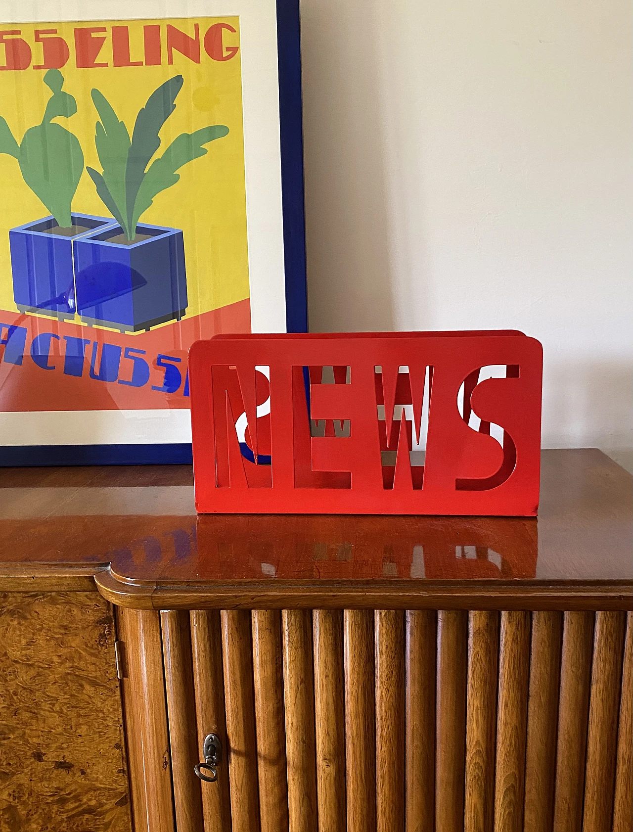 Space age Red magazine rack, France 1970s 2