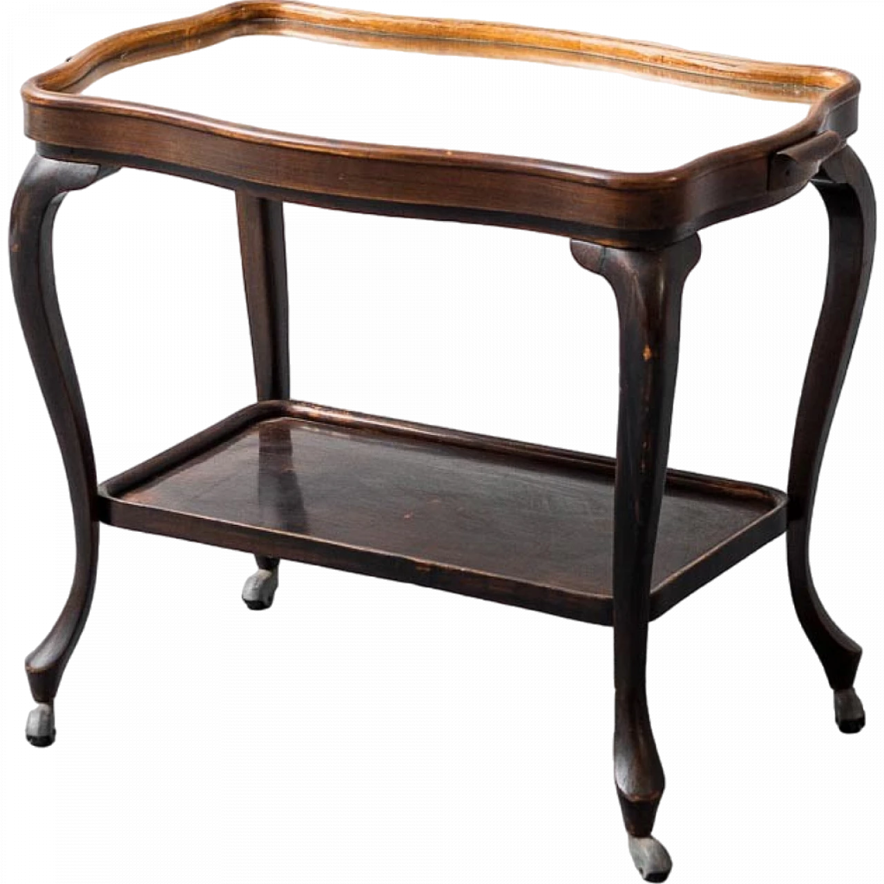 Wooden food trolley with tray, 1950s 13