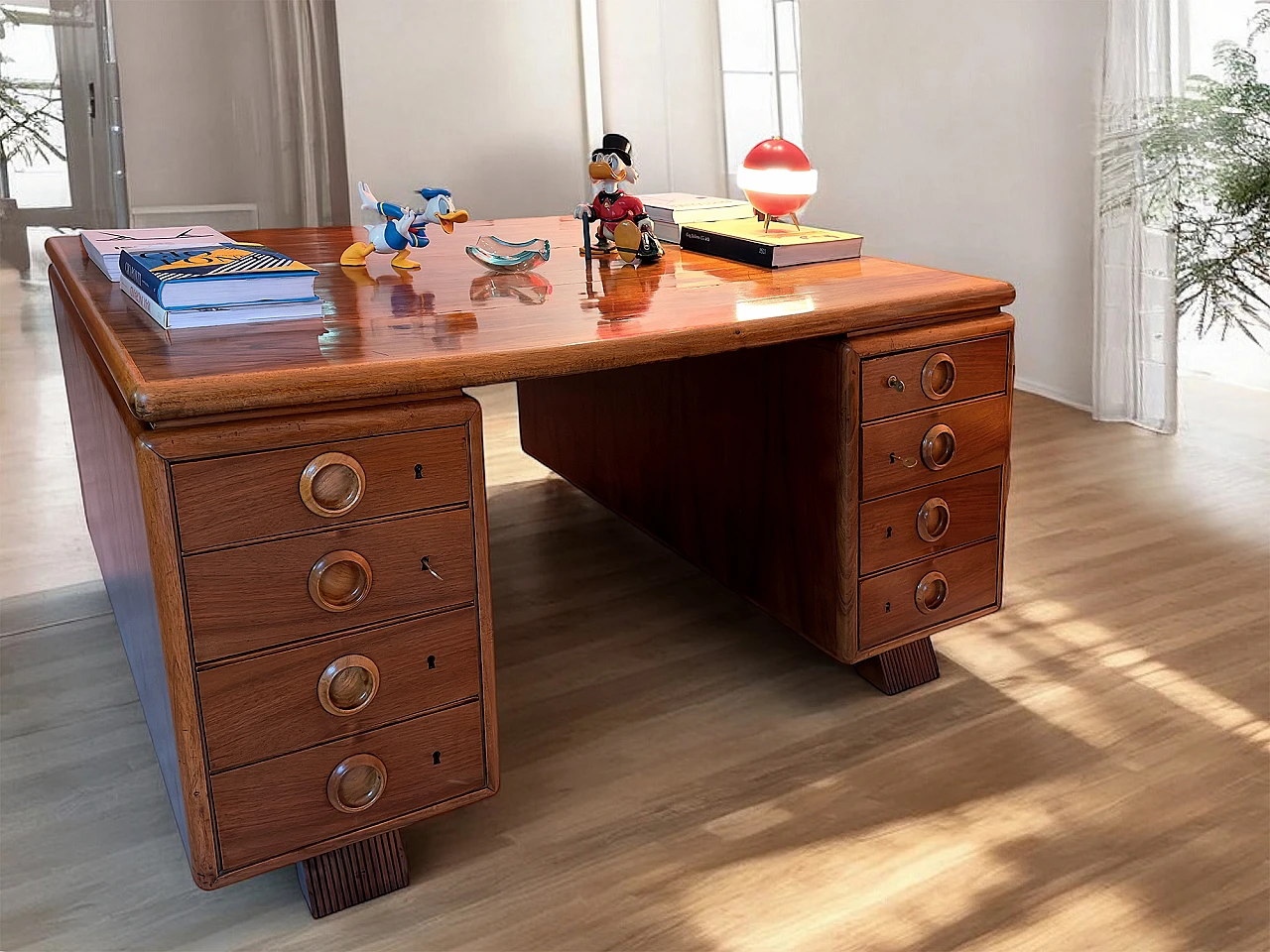 Double sided wood desk by Paolo Buffa, 1950s 12