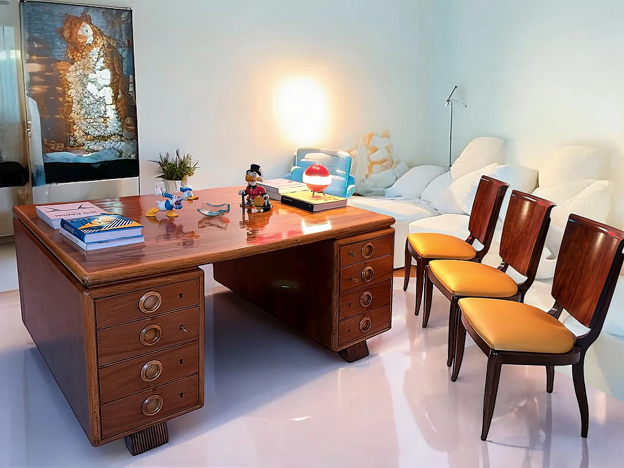 Double sided wood desk by Paolo Buffa, 1950s 17