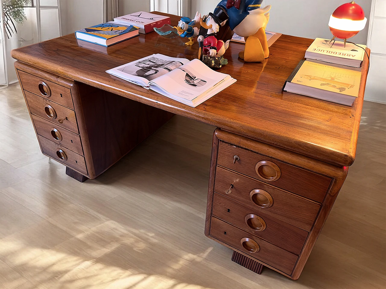 Double sided wood desk by Paolo Buffa, 1950s 19