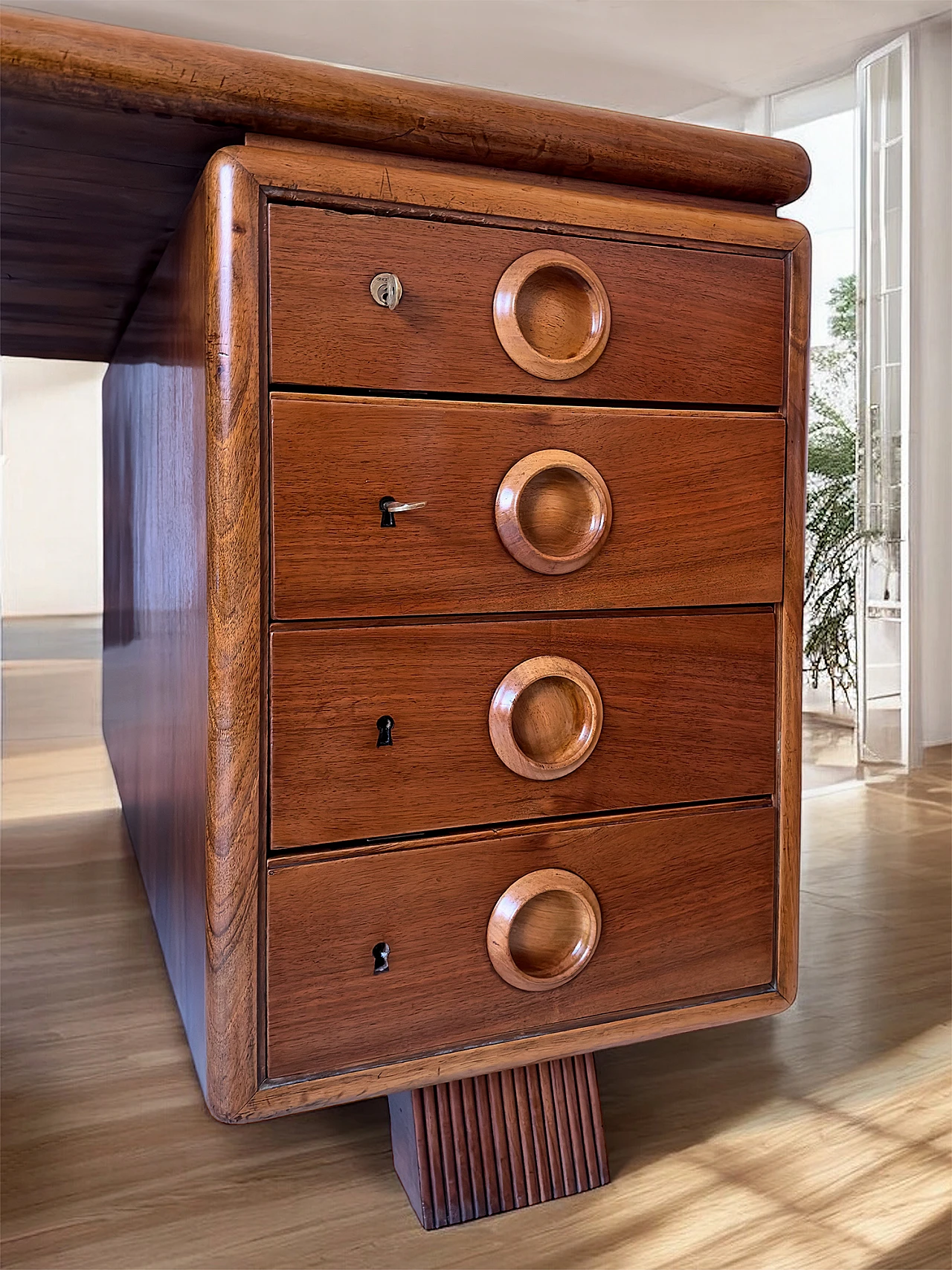 Double sided wood desk by Paolo Buffa, 1950s 23