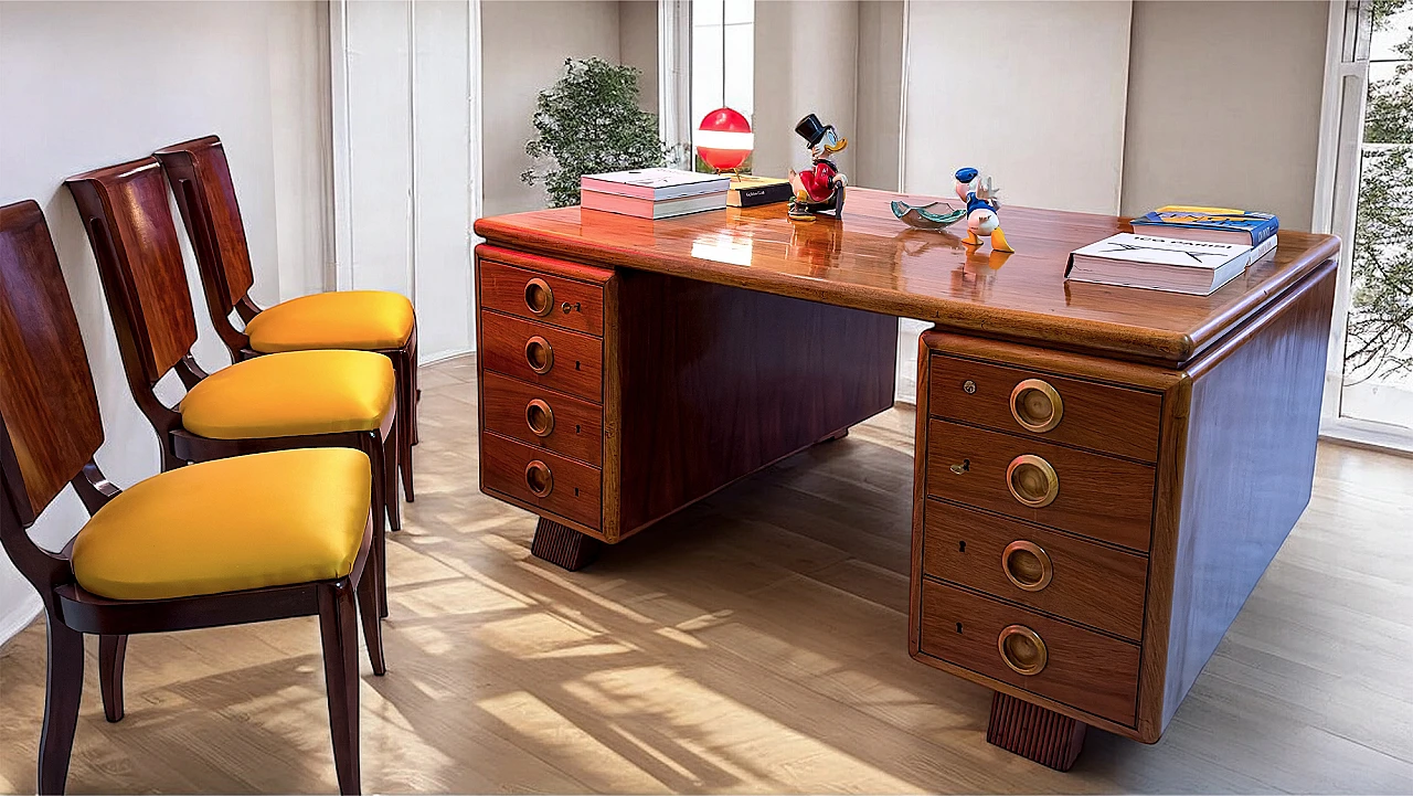 Double sided wood desk by Paolo Buffa, 1950s 31