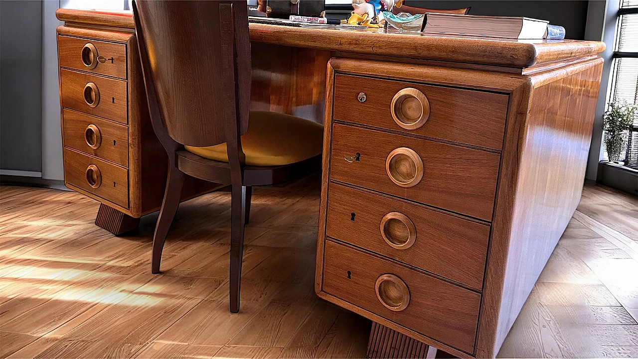 Double sided wood desk by Paolo Buffa, 1950s 32