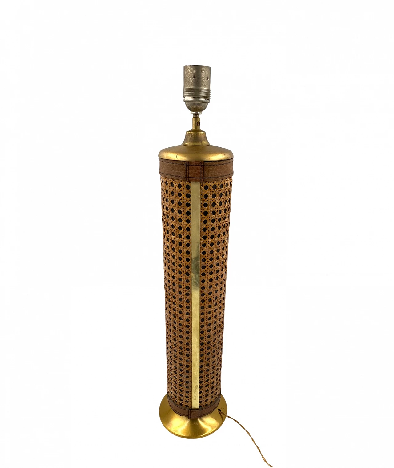 Lamp base brass and Vienna straw, 1970's 13