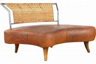 Brutalist Italian Leather Sofa, 1980s