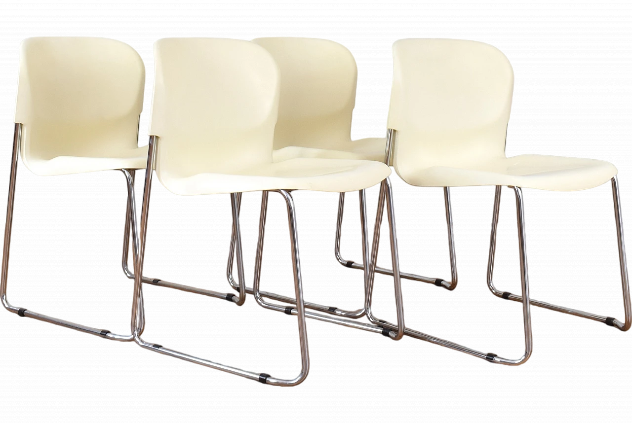 Set of 4 SM400K White Swing Chair by Gerd Lange for Drabert, 1980s 13