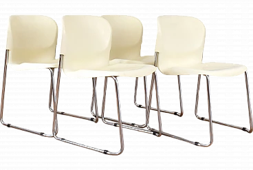 Set of 4 SM400K White Swing Chair by Gerd Lange for Drabert, 1980s