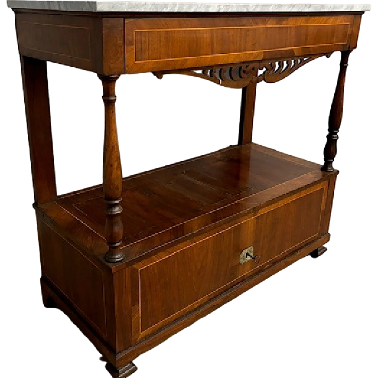 Console in noce e marmo bardiglio Carlo X, 1840 18