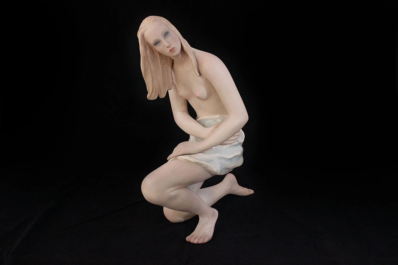 Grande scultura di nudo in ceramica di Ludovica Le Bertetti, anni '20 1