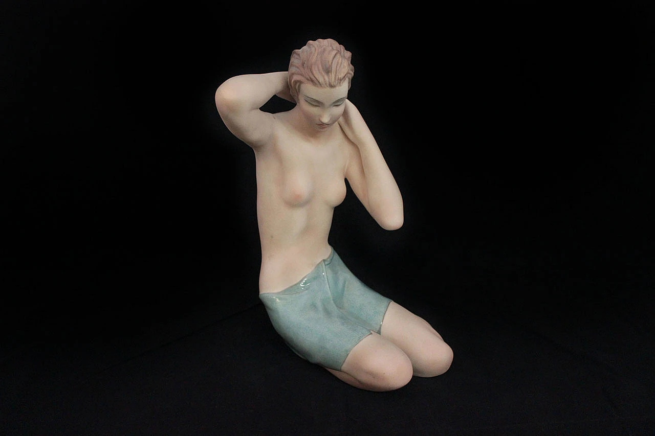 Large nude sculpture in ceramic by Clelia Le Bertetti, 1920s 1