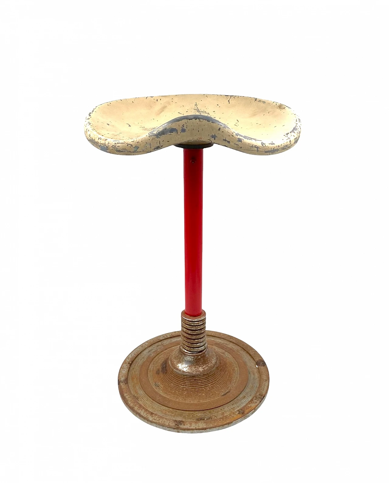 Mid-century red stool, France, 1950s 2