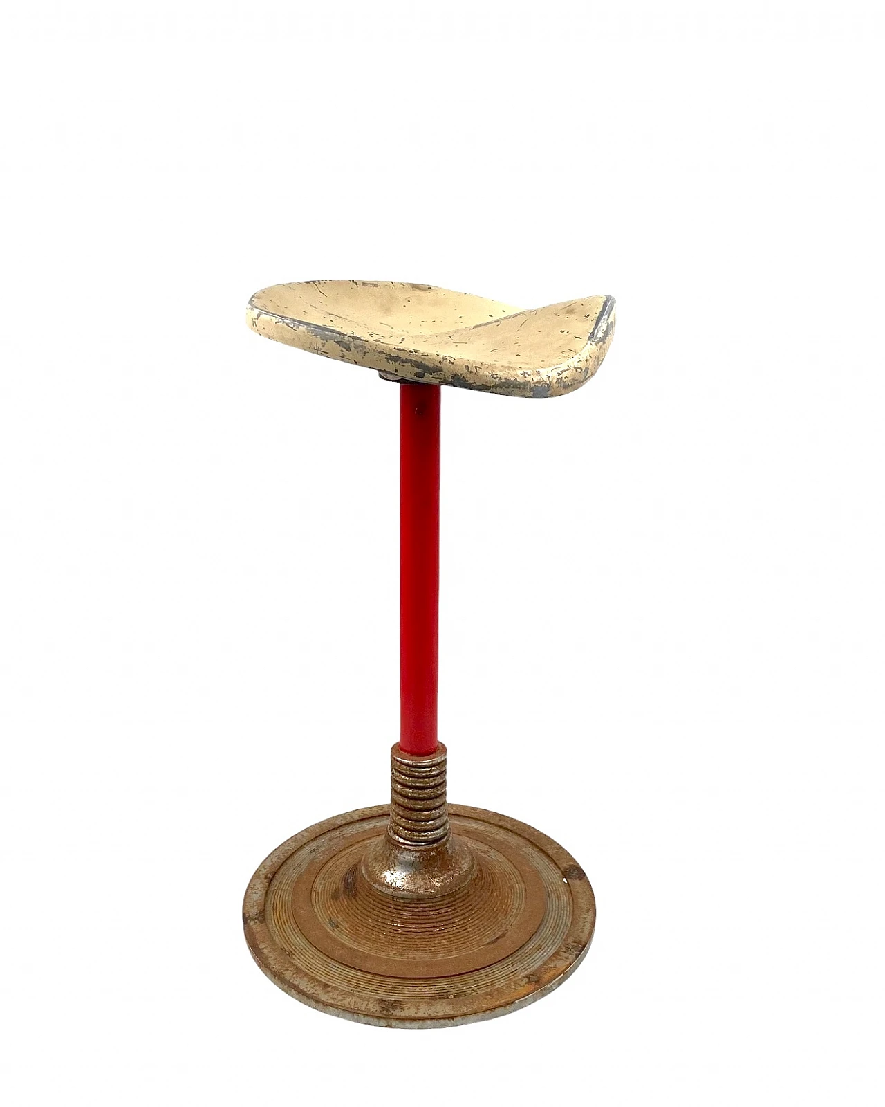 Mid-century red stool, France, 1950s 4