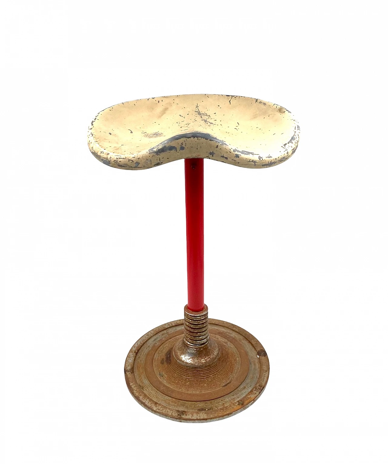 Mid-century red stool, France, 1950s 9