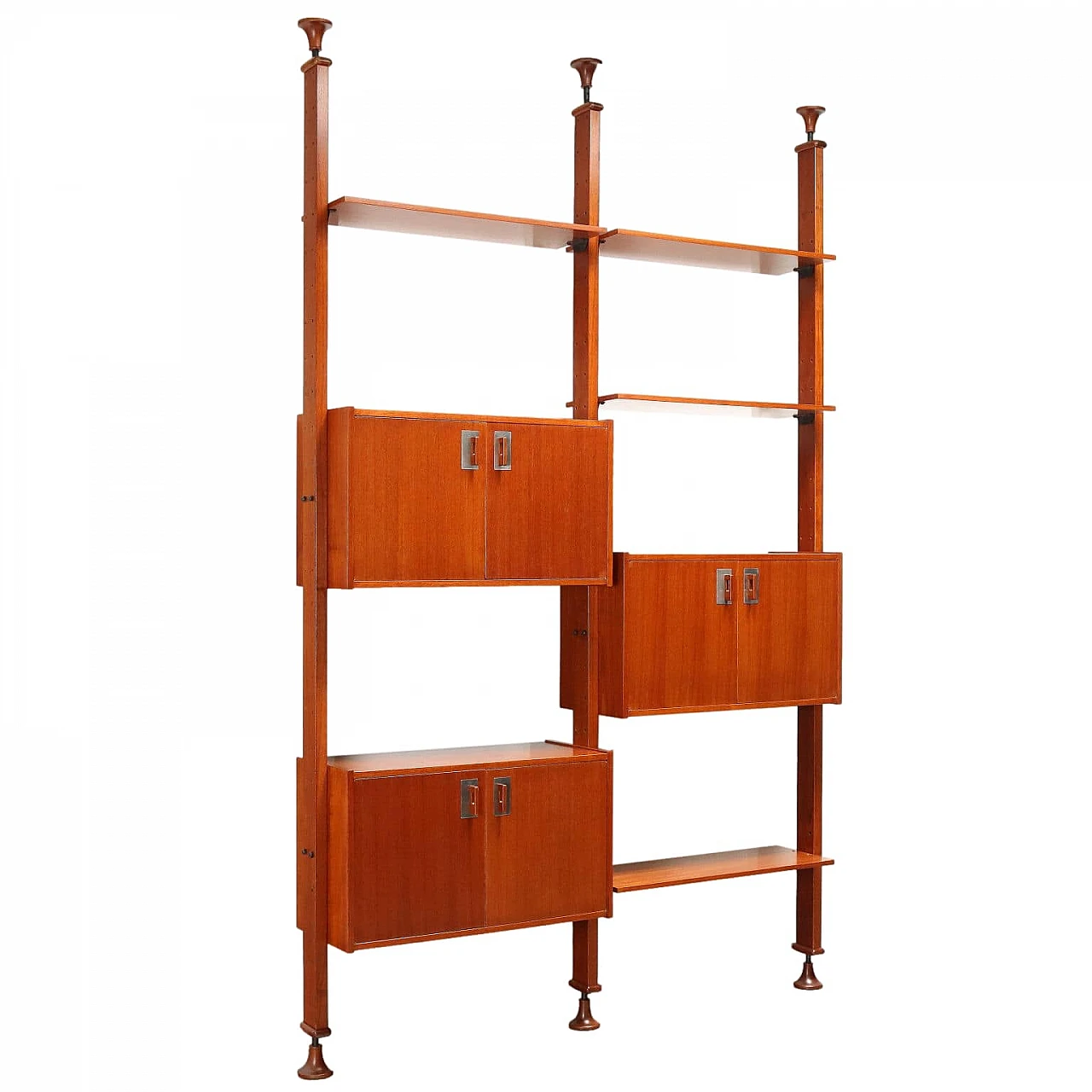 Two-bay bookcase in teak veneer wood, 1960s 1