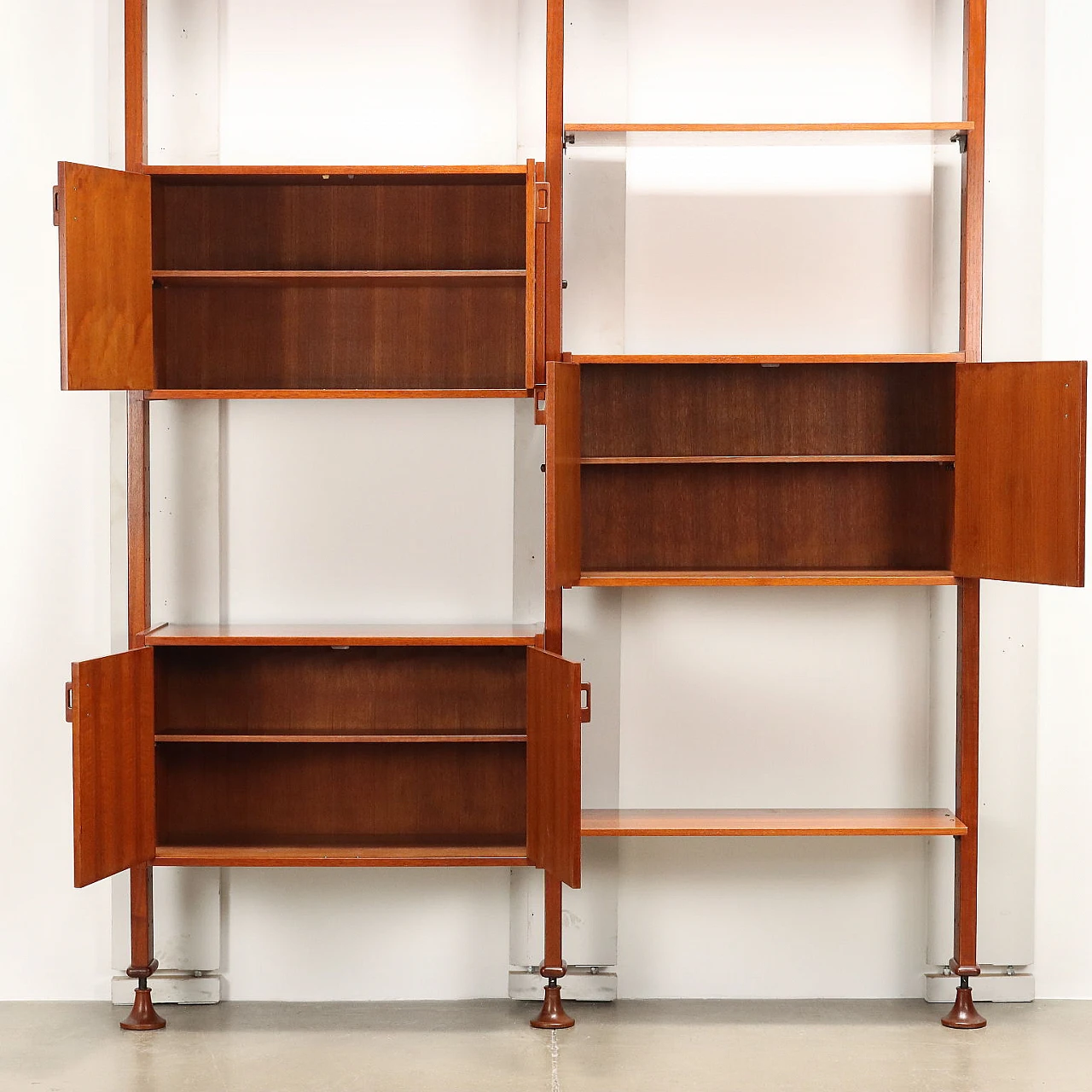 Two-bay bookcase in teak veneer wood, 1960s 3