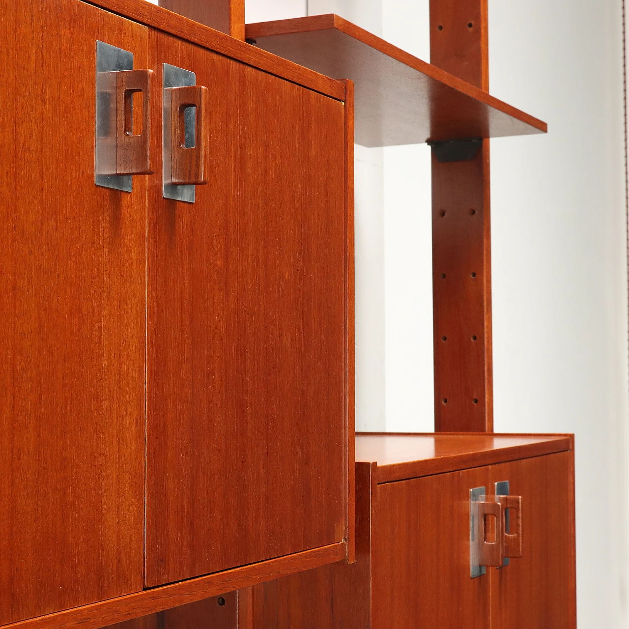 Two-bay bookcase in teak veneer wood, 1960s 6