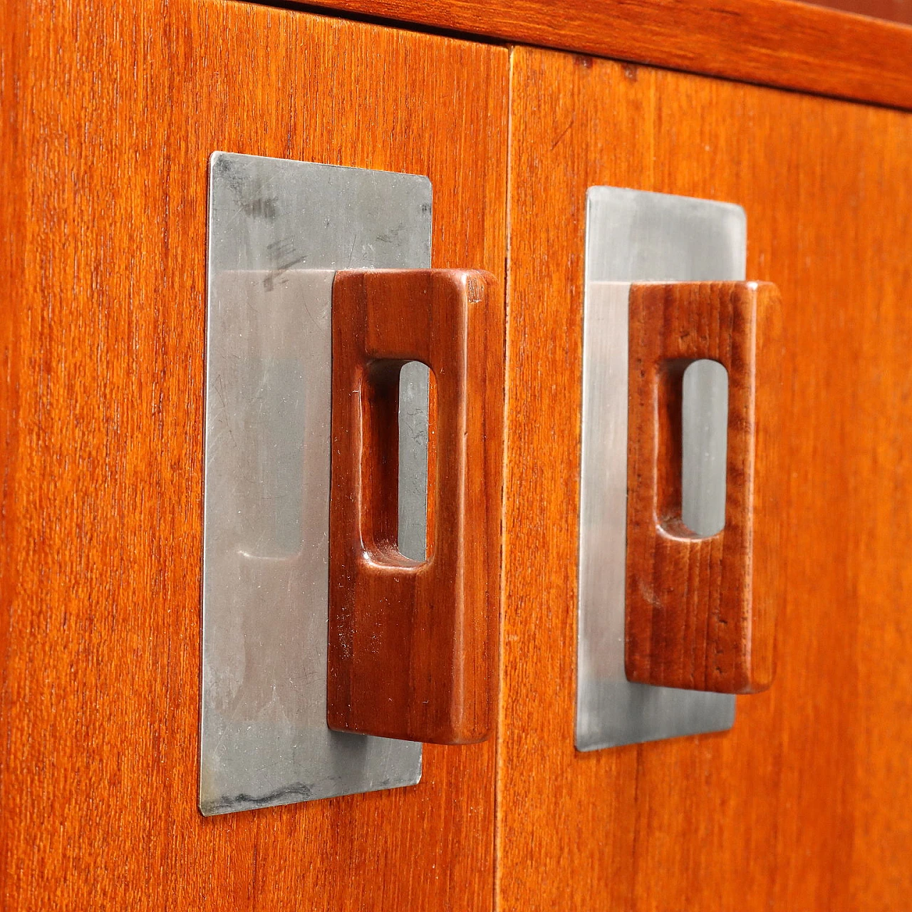 Two-bay bookcase in teak veneer wood, 1960s 8