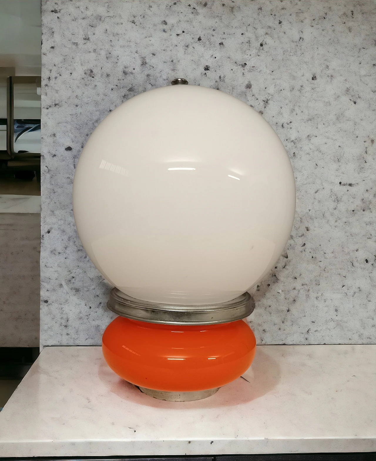 Mazzega orange table lamp, 70s 1